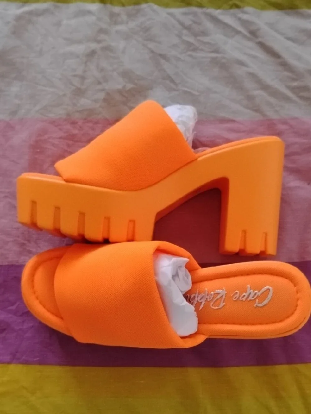 Cape Robbin Neon Orange Chunky Platform Mules